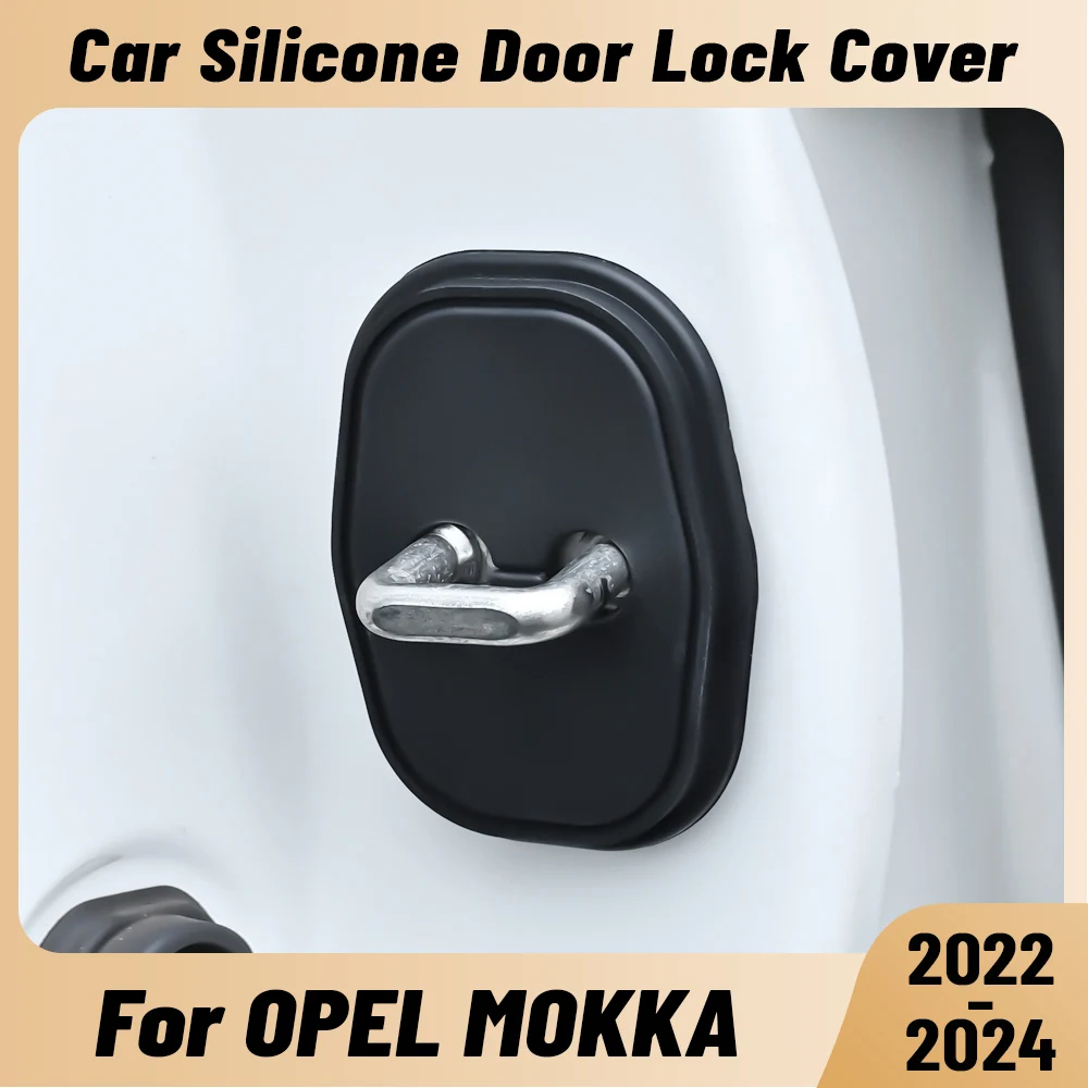 Para opel mokka 2022-2024 porta do carro amortecedor fechadura da porta protetor de silicone fechadura da porta automática travas capa acessórios