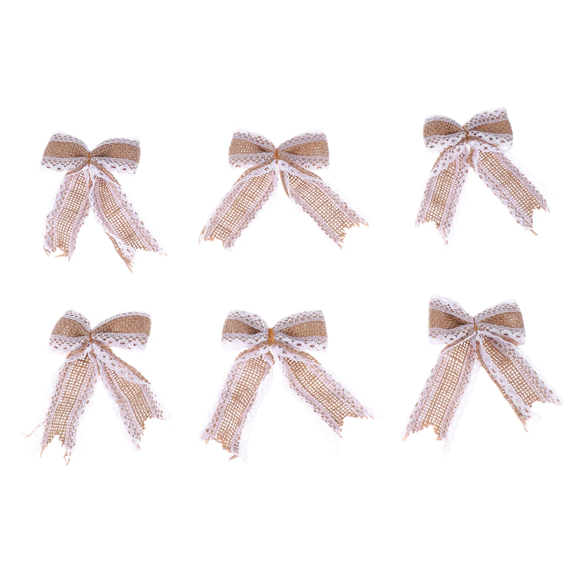 

6PCS Jute Bowknot Burlap Bows Hessian Decoration Christmas Decorations Lightweight Durable Club Coffee House Restaurant