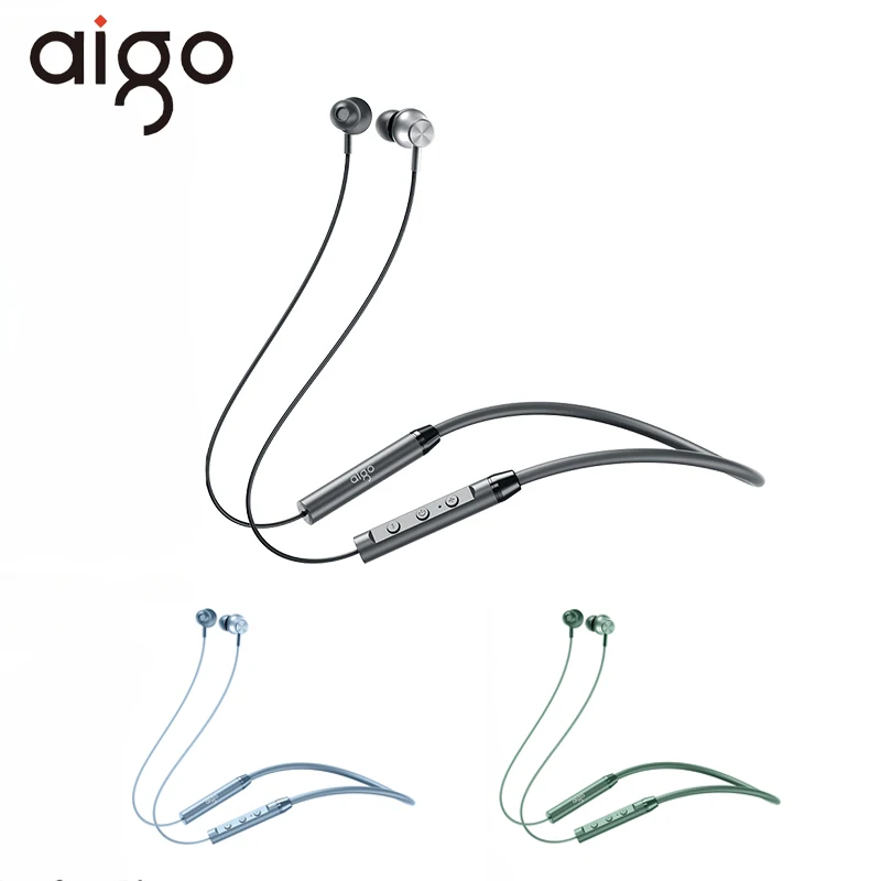 Aigo XT6 Neck Hanging Bluetooth Earphone Sports Wireless Earbuds Collar Style Half In Ear Noise Reduction 2023 New Long Range