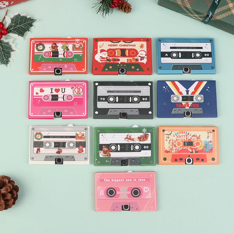 Phonograph Tape DIY Recordable 60 Seconds Voice Audio Cassette Party Invitation Card Christmas Birthday Anniversary Gift