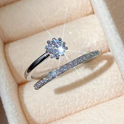 Huitan Delicate Silver Color Opening Circle Rings for Women Inlaid Dazzling Crystal Cubic Zirconia Daily Wear Statement Jewelry