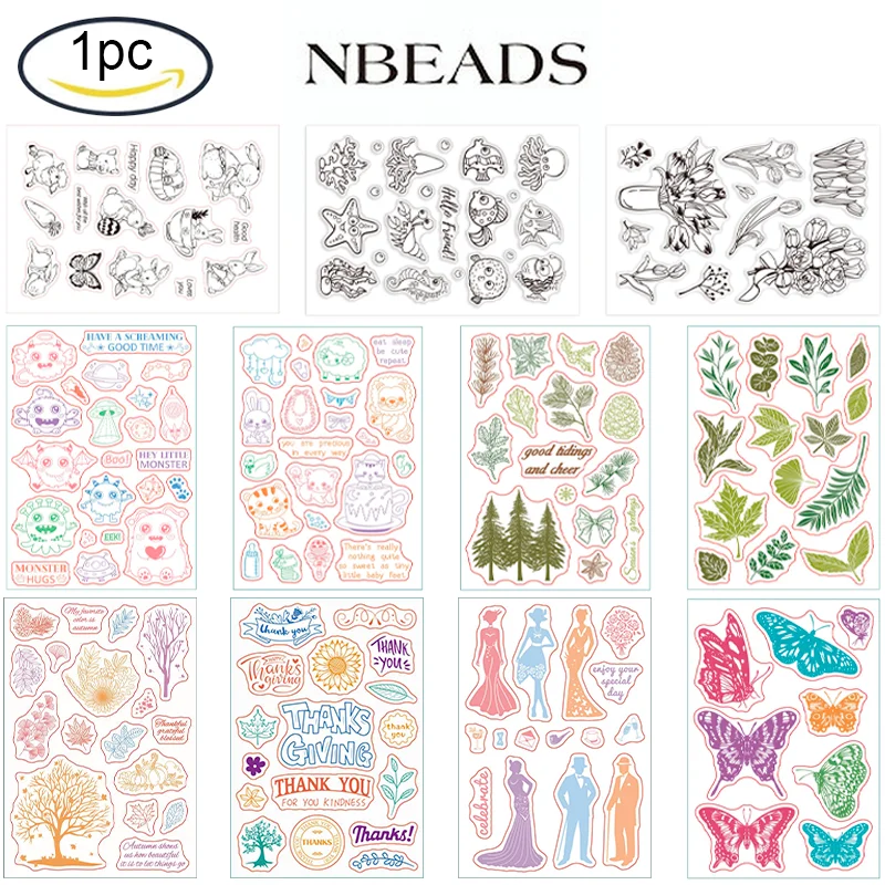 Animals and Butterflies Silicone Clear Stamps Sheep Rabbit Transparent Stamps for Birthday Valentine's Day Cards Making DIY