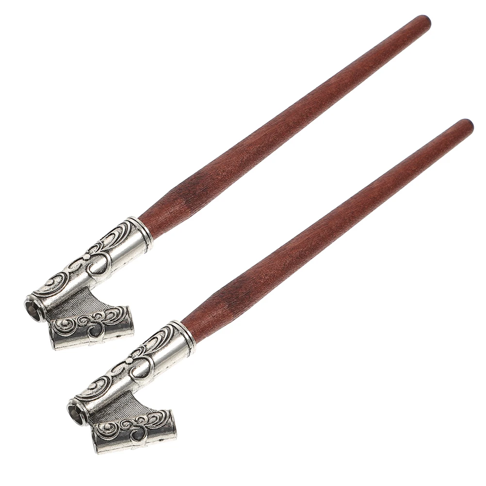 

2 Pcs Calligraphy Pen Dipped in Water Fountain Holder Pens Comic Ink Nibs Holders Wooden