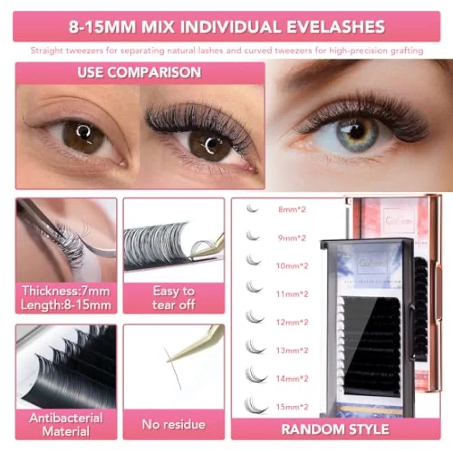 ชุดต่อขนตาสำหรับมือใหม่: อุปกรณ์ฝึกหัดต่อขนตาแบบเหมือนจริง พร้อมแหนบ กาว และอุปกรณ์ฝึกซ้อม