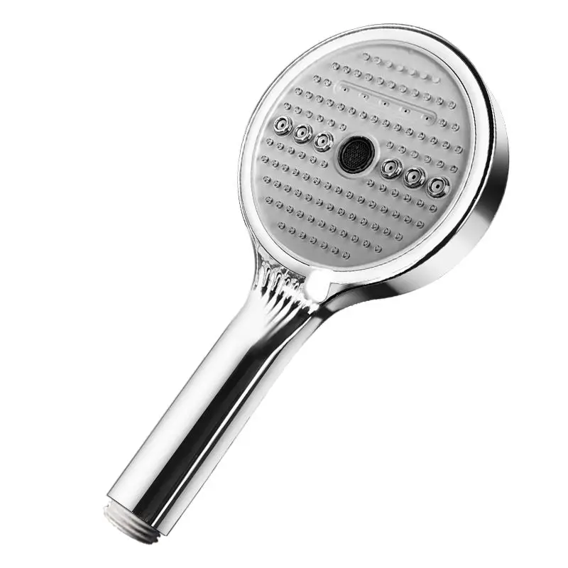 High-end stainless steel shower head with non-replaceable filter cartridge, pressurized filtration, six gears, universal use