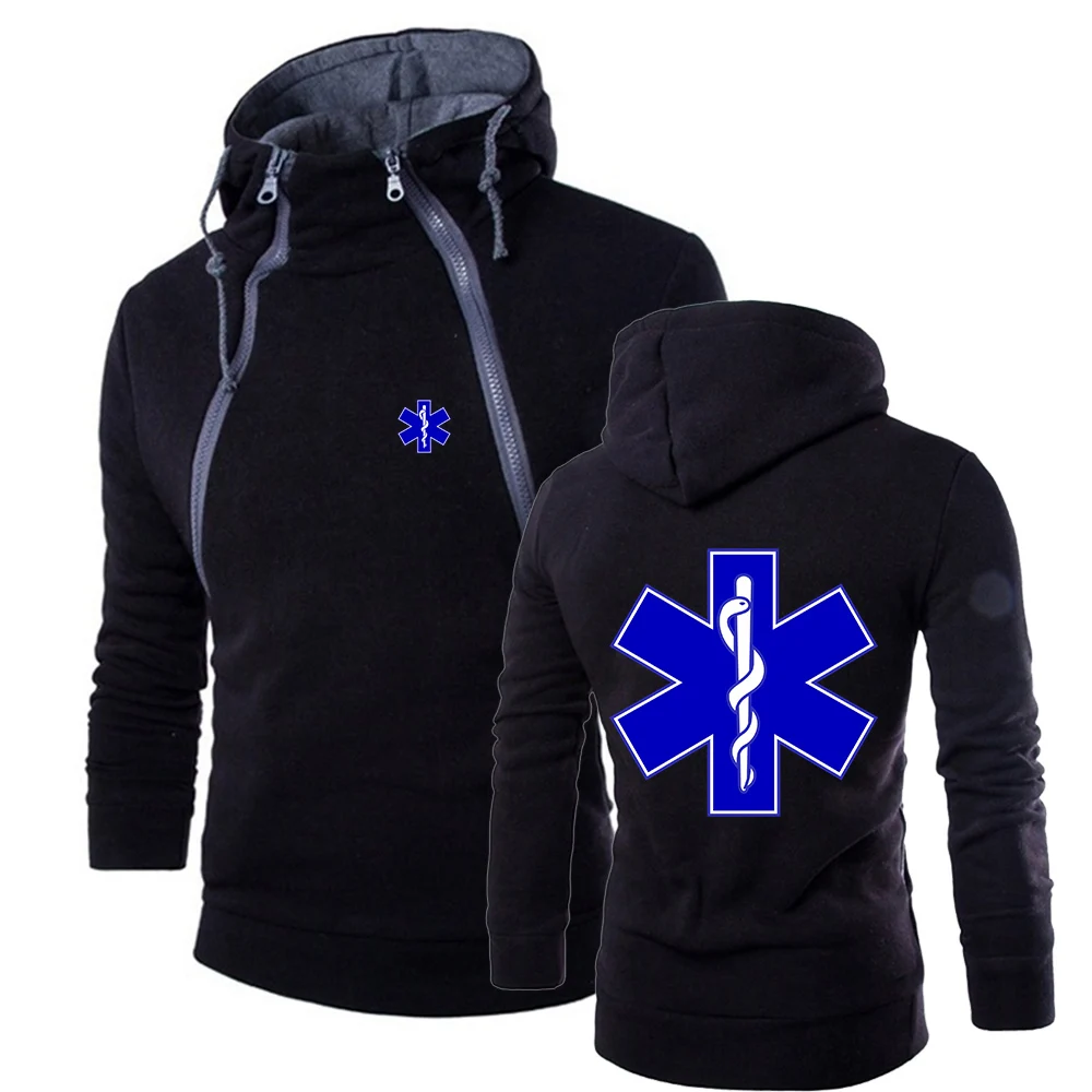 2023 New Men EMT Paramedic Emergency Medical Zipper Hoodie High-Quality Three-Color Style Leisure Causal Comfortable Sports Tops