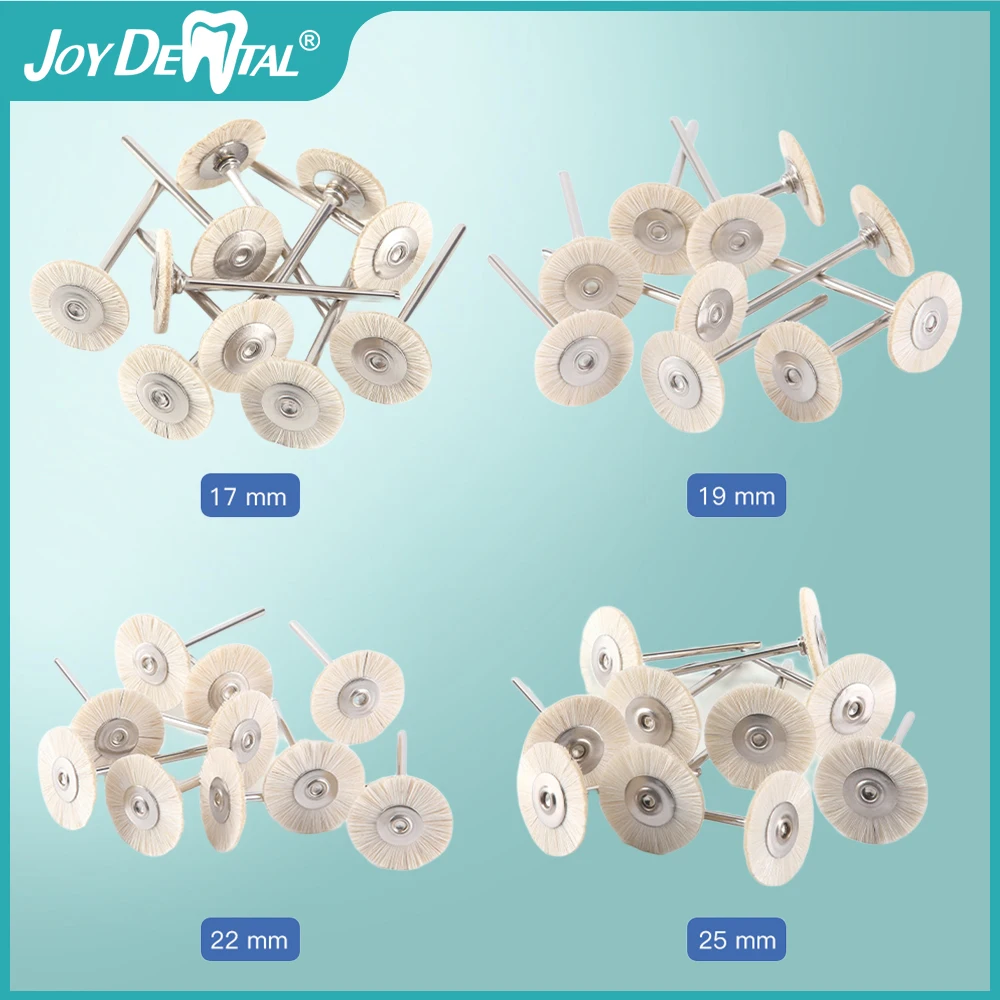 10Pcs/Pack Dental Polishing Brush Wheel  White Goat Hair 17/19/22/25mm Extra soft  For Low-Speed Handpiece Dentistry Polisher