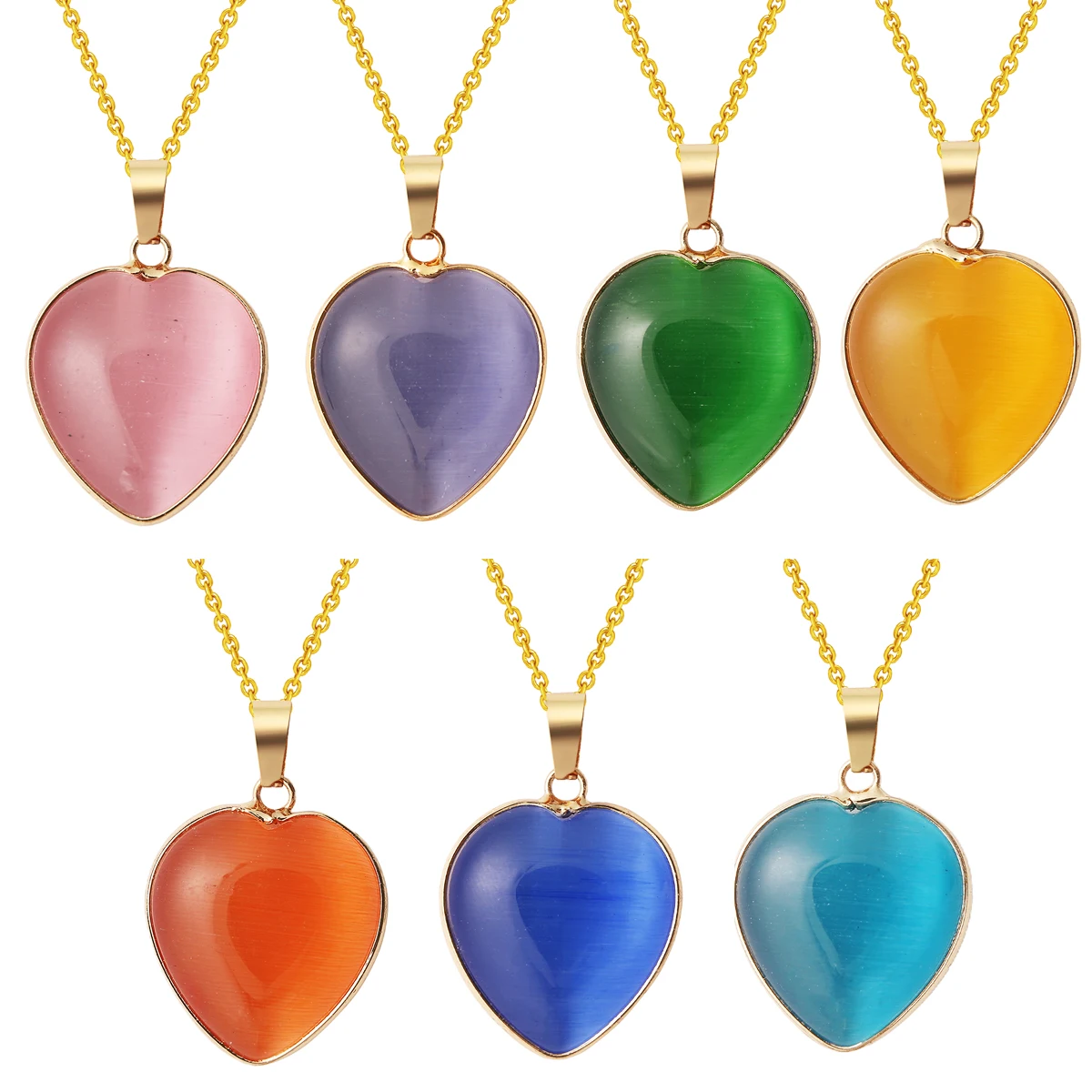 

Love Cat Eye Pendant Necklace Simple Style Collarbone Sweater Chain Multifunctional Accessory Unique Gift Collar De Mujer