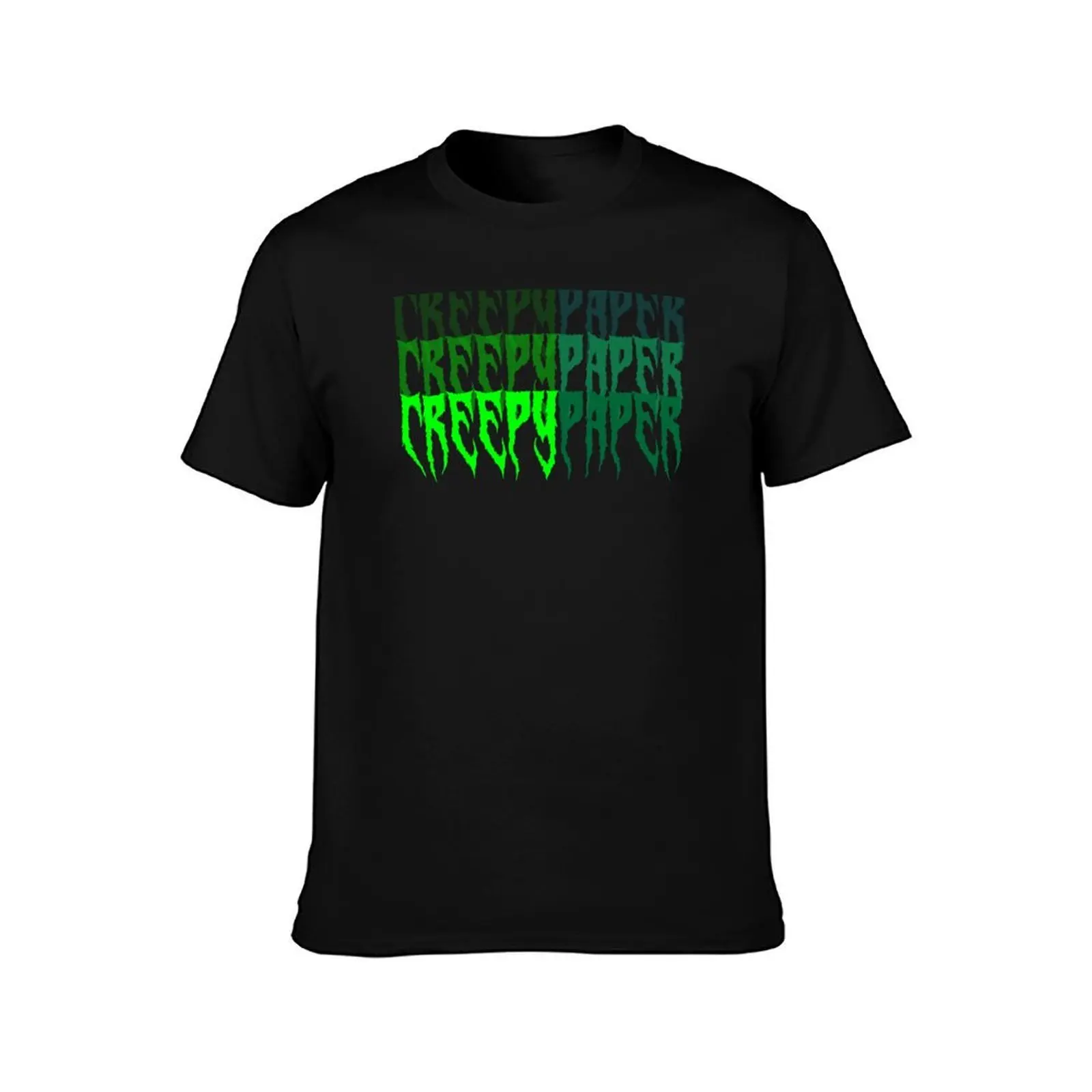 Creepy Paper T-Shirt, Summer Casual Cotton Tee, Oversized Streetwear Tops, Vintage Graphic Print, Loose Fit Short Sleeve
