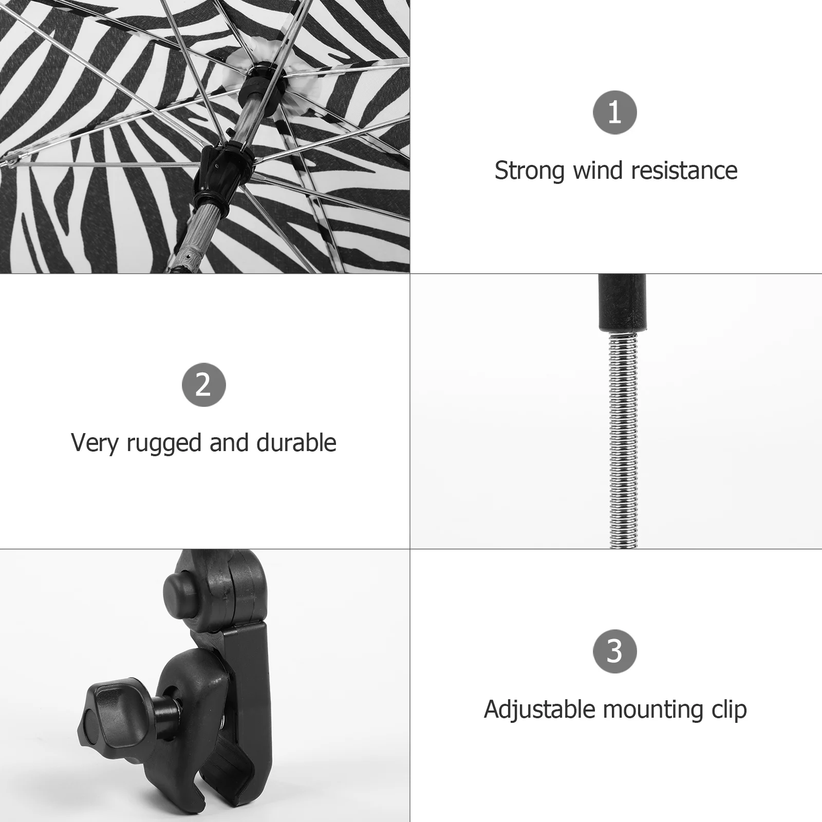 

Baby Stroller Umbrella Adjustable Clamp Uv Protection Pushchair Parasol Windproof Water Resistant Baby Buggy Shade