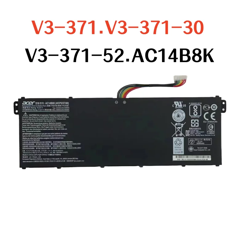 

100%Original 3220mAh For Acer AC14B8K TMP236 TMP238 MS2392 N17C1 V3-371 V3-371-30 V3-371-52 ES1-111/433G/531/B115 laptop battery