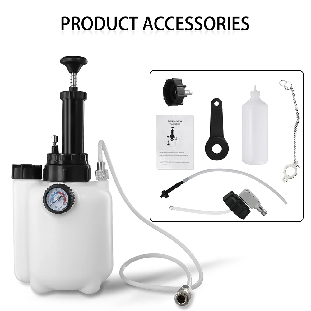 Podofo 3L Auto Remvloeistofontluchter Kit Drukontluchter met 1L Remvloeistof Extractor 85mm Vacuüm Remdruk Vloeistofpomp