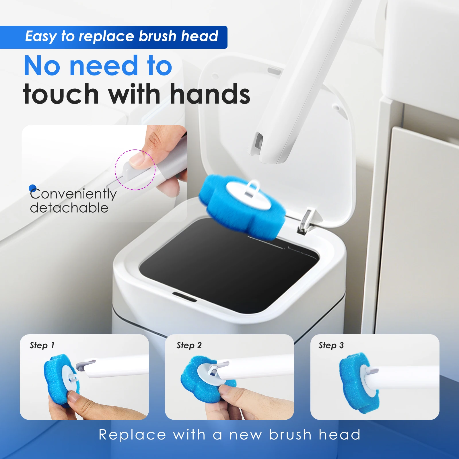 24/60Pcs Toilet Brush With Disposable Replacement Head Kits Wall Mounted Long Handle Bathroom Cleaning Brush Wc Accessories view 5