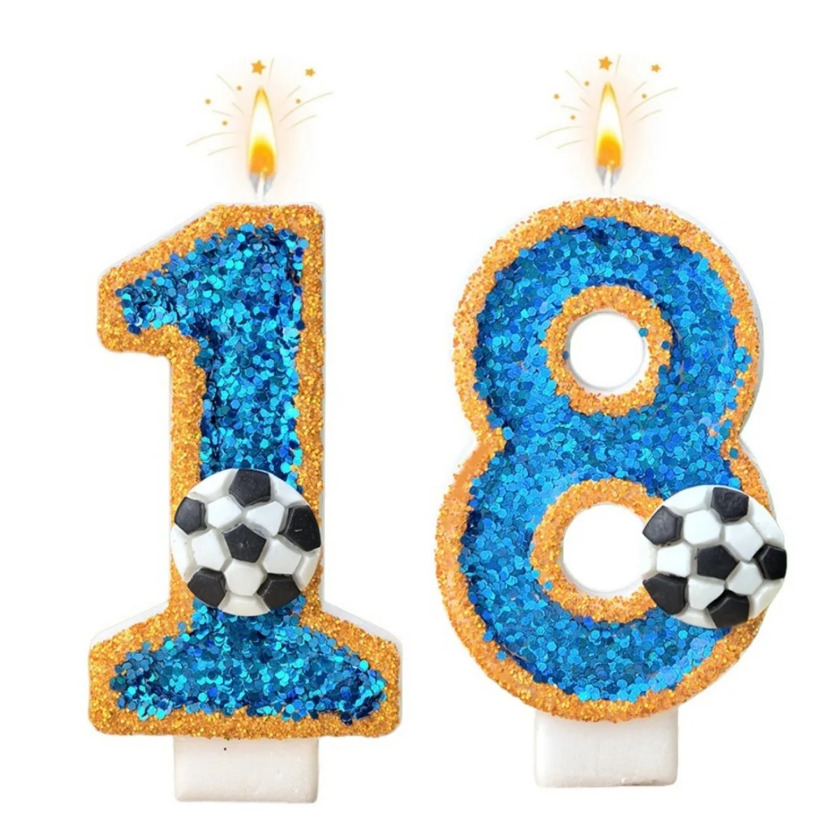 1 Stück Große 0-9 Zahlen Blaue Fußball-Geburtstagskerzen DIY Kuchendekoration Geschenke für Mädchen Festival Hochzeit Party Kerzen