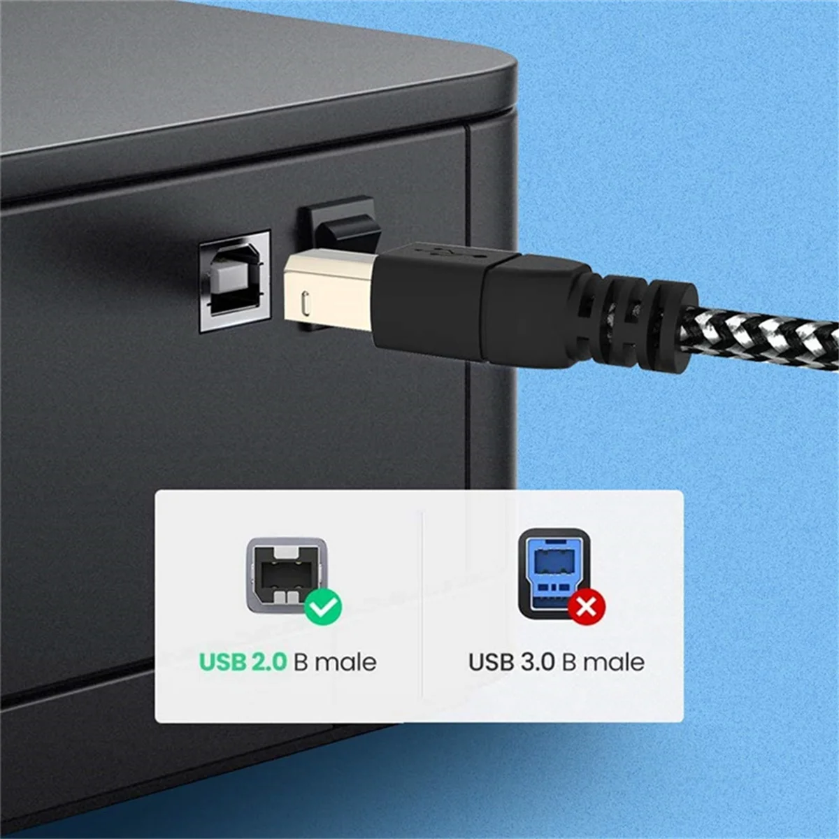 Type C to MIDI Cable USB C to USB B 2.0 Printer Cable Printer Scanner Cord for AiO, HP, Canon, Samsung Printers and More