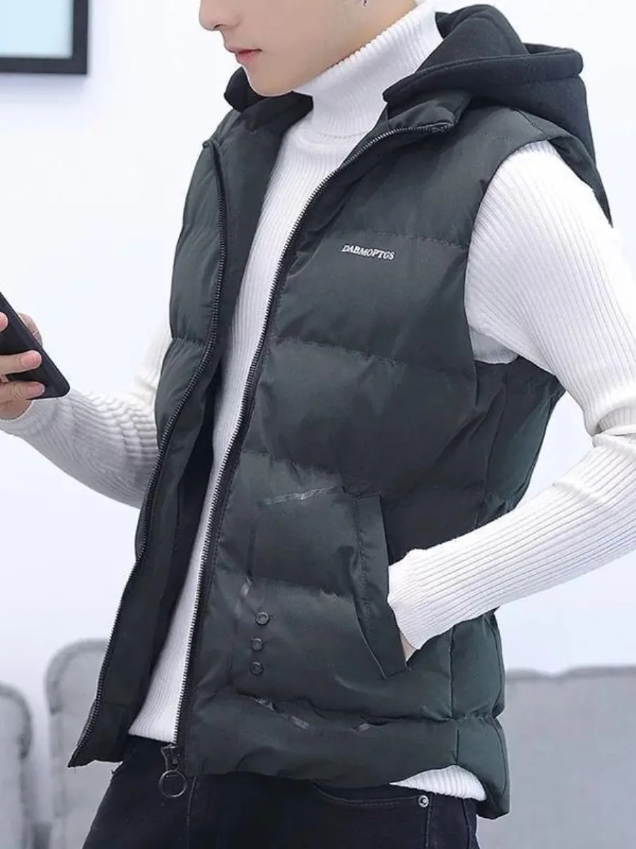 

New Autumn Winter Thiened down Cotton Vest Men's Faionable Warm Youth Jaet Loose Fit Pred Flower Pattern Urban Sle