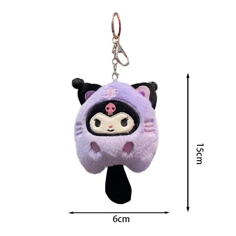 Sanrio Series Hello Kitty Melody Kuromi Plush Key Chain Pendant Kawaii Backpack Pendant Decoration Good Friend Gift 2024 New