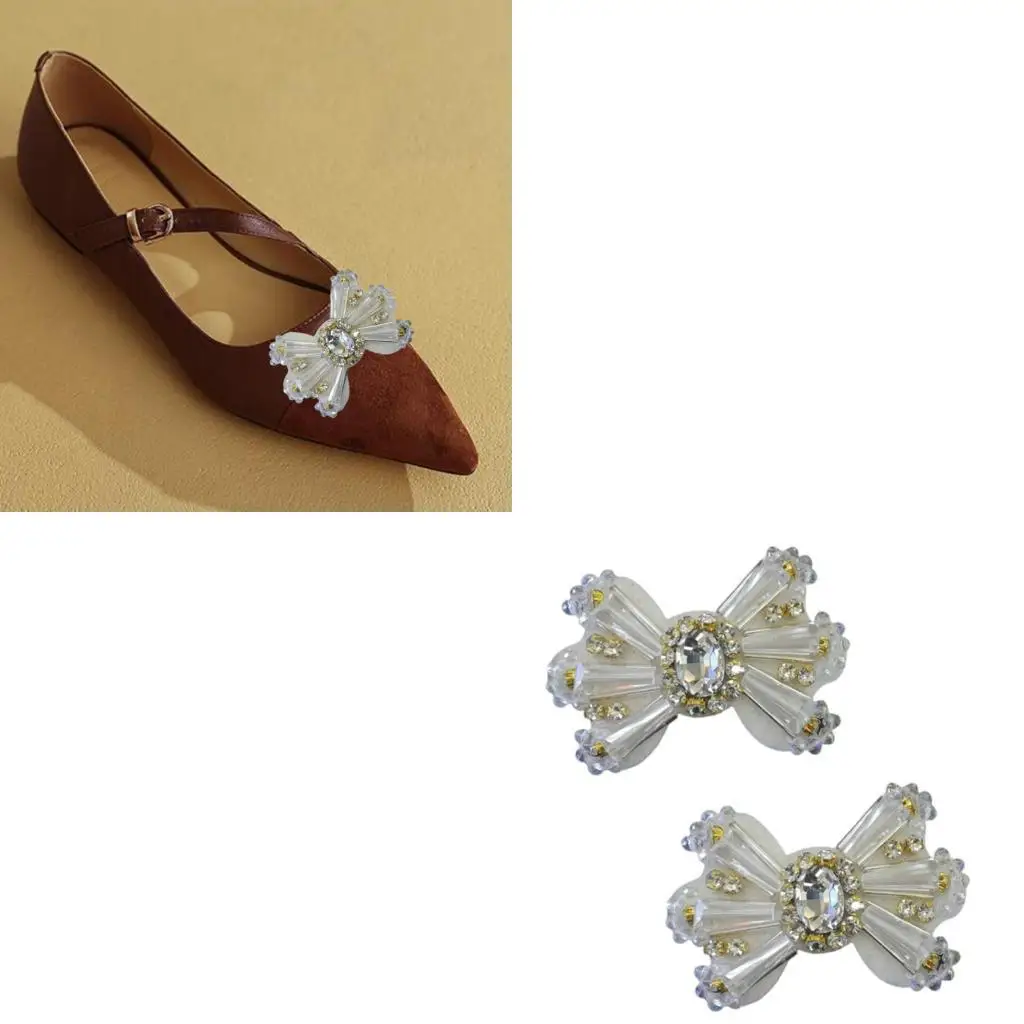 

652F 5 Pcs Bowknot Patches Rhinestones Bows Applique PatchesLovely Sewing Patches for Brooches Bag Clothes