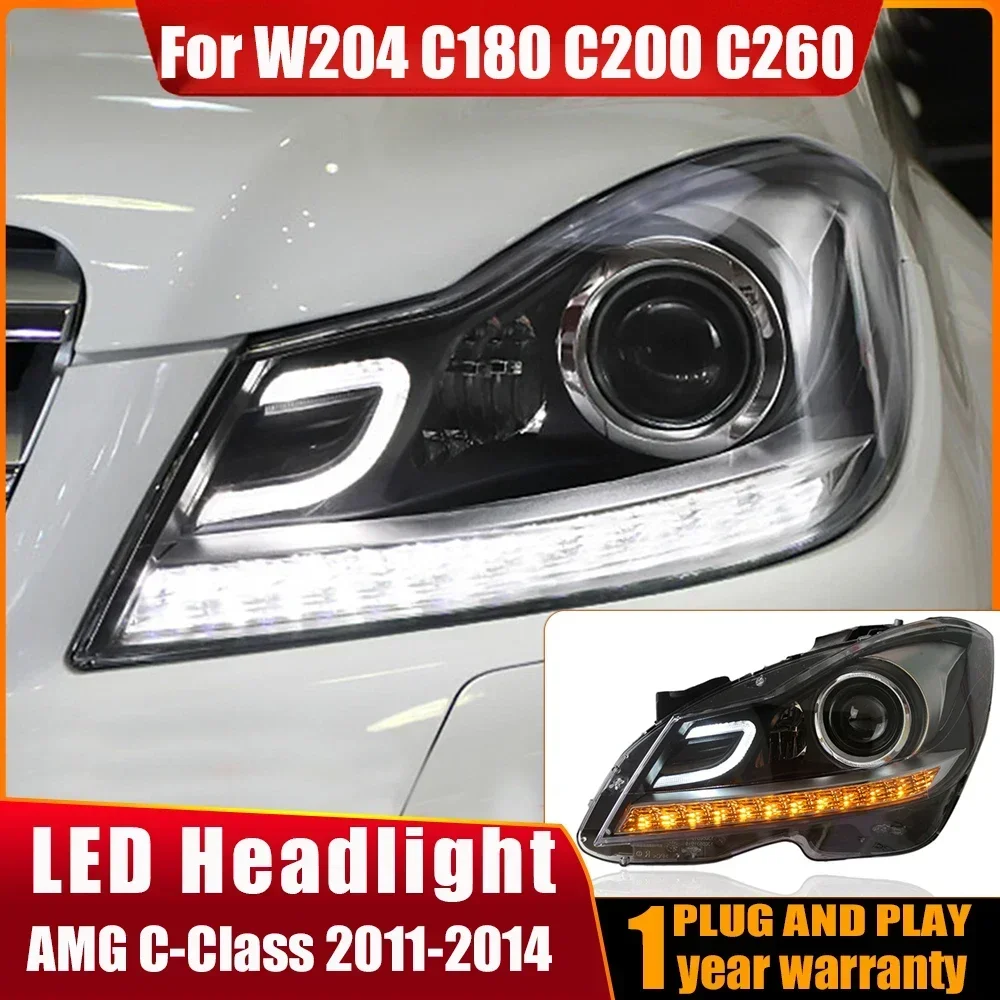 

Car Styling Headlight For Benz C Class W204 2011-2014 LED C180 C200 C260 DRL Dynamic Turn Signal Front Lights Xenon Projector