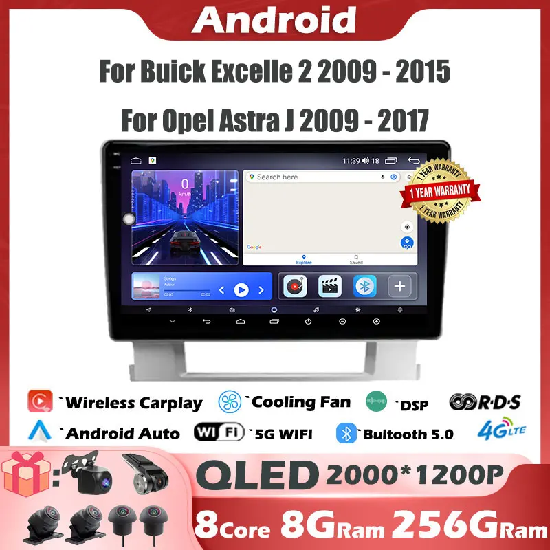 

Автомагнитола для Buick Excelle 2 2009 - 2015 Opel Astra J 2009 - 2017 Android 14, мультимедийный видеоплеер, GPS-навигация, стерео