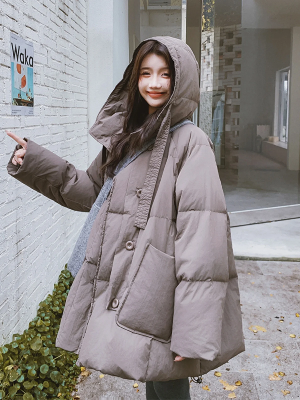 

Утепленное женское пуховое пальто Sli с капюшоном, прямого кроя, свободное, в корейском стиле, для зимы