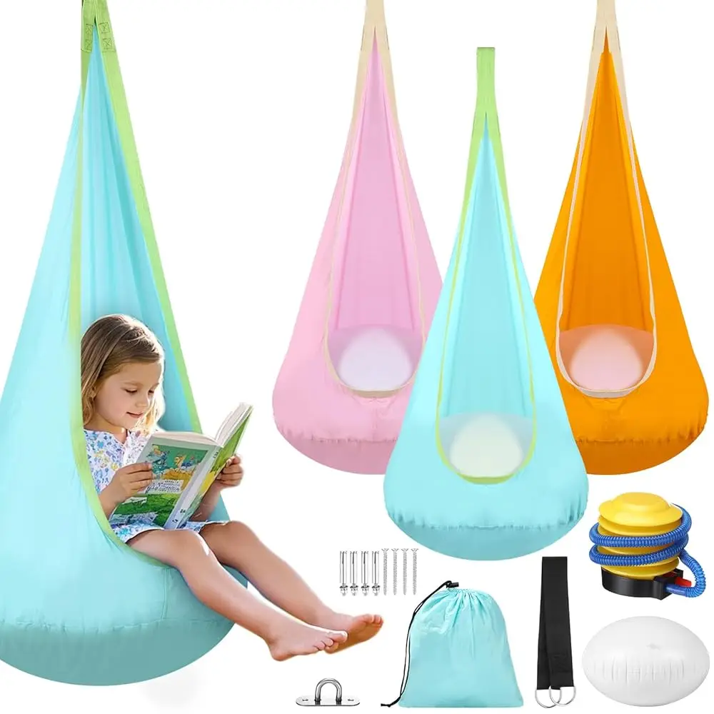 

3-х комплектов детских качелей, детское подвесное кресло-качалка Hammo с надувной подушкой, сенсорное кресло с карманом для детей на открытом воздухе и