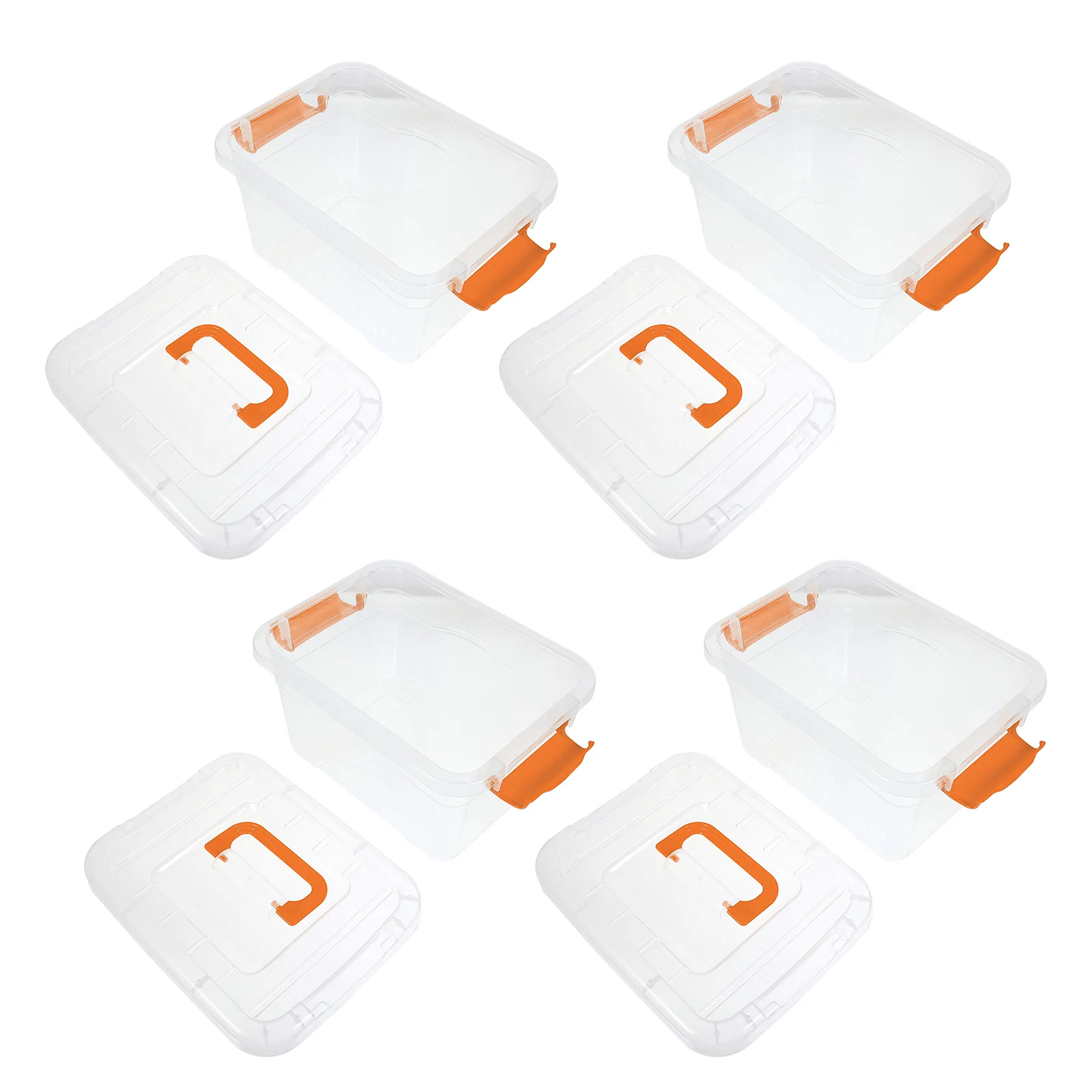 

4 Pcs Junk Case Portable Storage Box Supply Snack Toy Organizer Orange Cosmetics Desktop