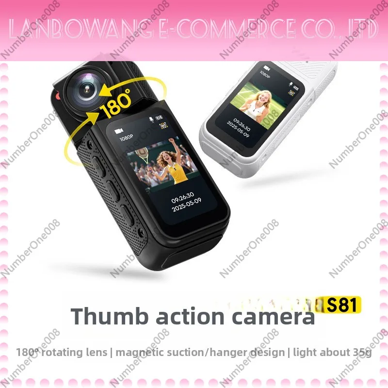 2.7K WiFi Long Battery Life Neck Mount Thumb Action Camera 180 Degree Rotatable