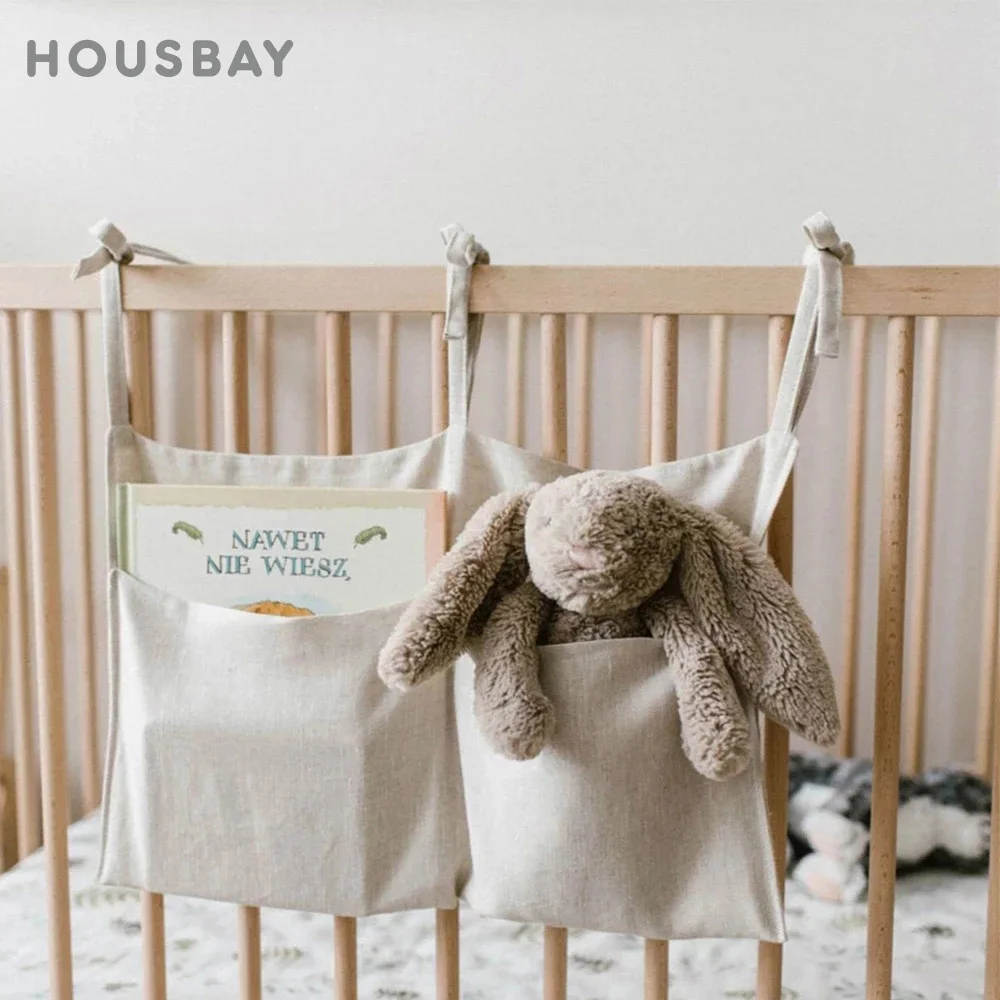 Baby Crib Hanging Bag Kids Bedding Baby Bed Accessories For Storage Hanging Bag Boys Girls Room Decor Simple Ins Baby Bumper