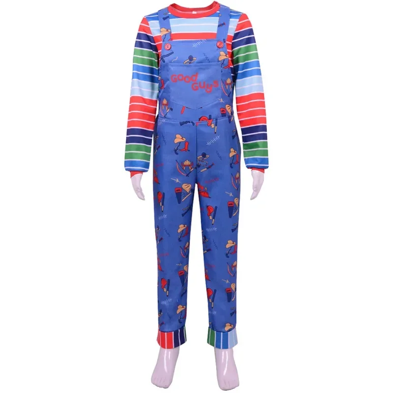 Anime Scary Chucky Cosplay Costume Horror Cos Jumpsuits Clothing Halloween For Men Women and Kids Party Costumes Props