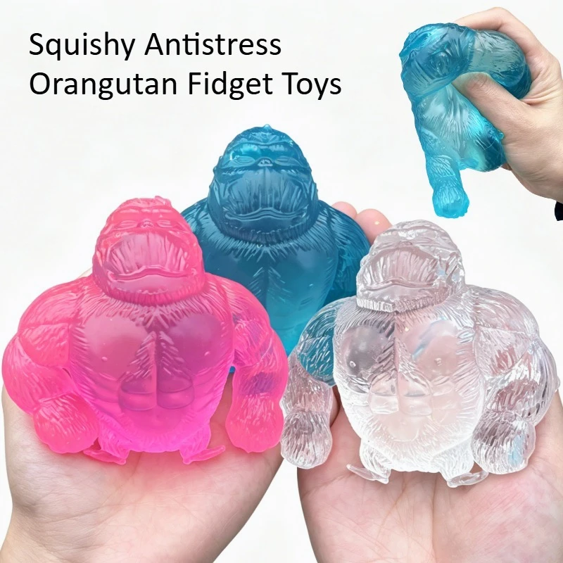 Squishy Antistress Orangutan Fidget Toys Elastic Stretchable Monkey Squeeze Toy Funny Gorilla Stress Relief Toy for Adults Gift