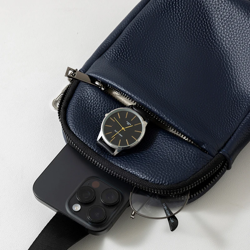 Fashion Mini Top Layer Cowhide Crossbody Bag with RFID Function Alloy Lock High-End Magnetic Buckle Clutch Purse image 3