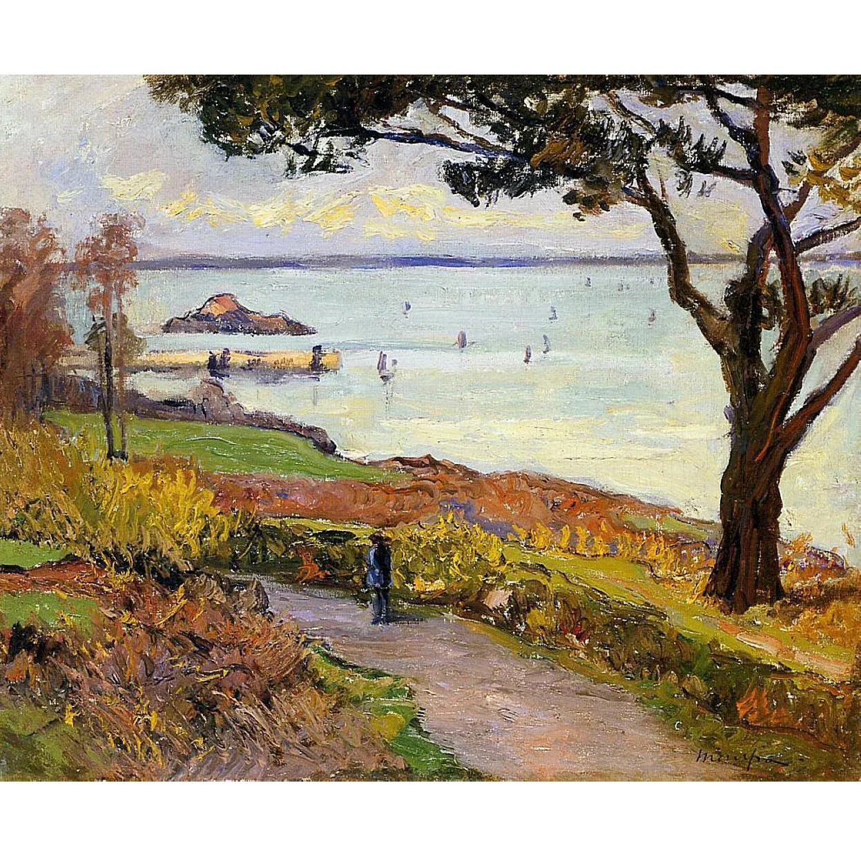 

Hand painted reproduction of The Bay of Douarnenez by Maxime Maufra Impression landscape oil painting Art paintings on canvas