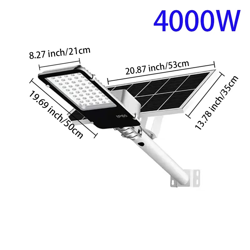 RUISENZHUO 4000W Solar Street Light,Outdoor Large Solar Panel Light Ideal,for Ballparks Streets Campgrounds Fields Road Lighting