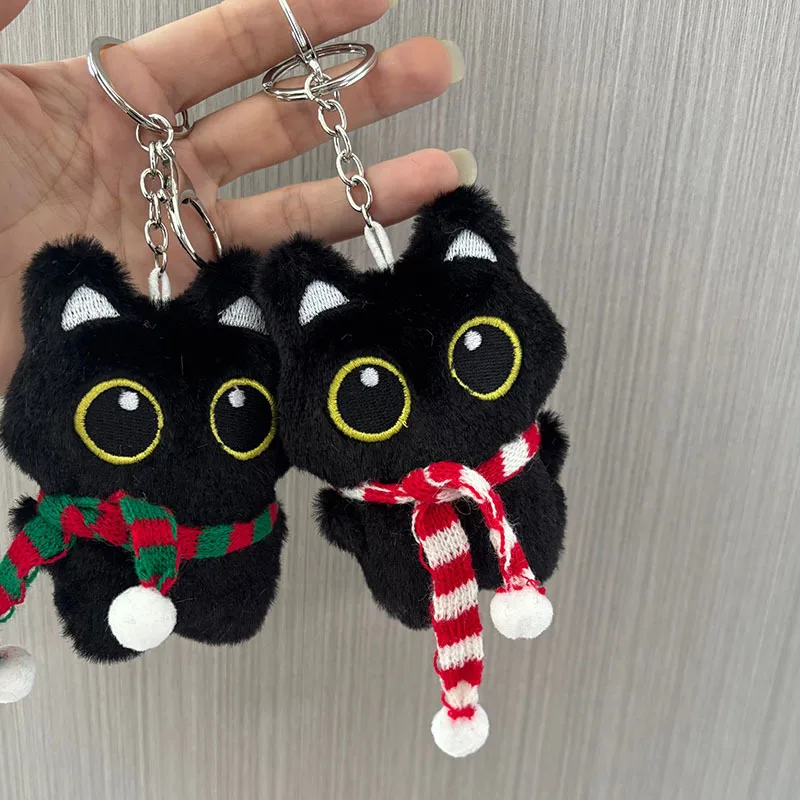 10cm Cute Black Cat Plush Doll Doll Backpack Decorative Pendant Black Cat Plush Doll Keychain Boy Girl Gift