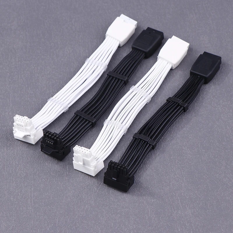 1pc Right angle ATX 3.0 Pcie 5.0 12VHPWR Male to Male Sleeved Modular PSU Cable for RTX 3090TI 4090 Graphic Card with Combs