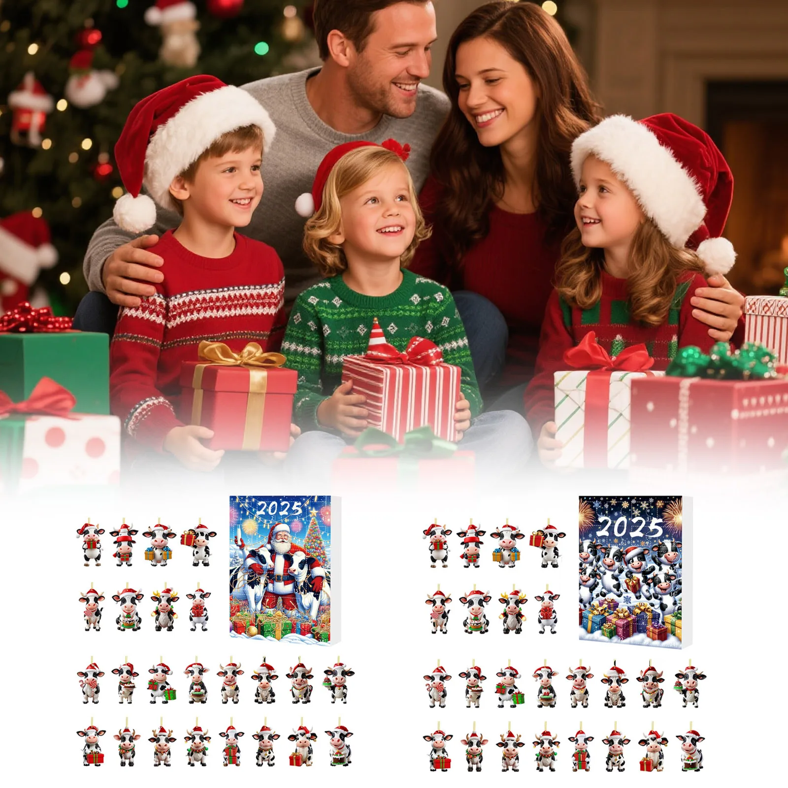 Crianças brinquedos populares 2025 natal chegando feriado calendário caixa contagem regressiva 24 dias decorações bonitos árvore de natal pendurado ornamentos