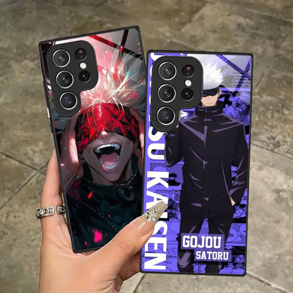 Jujutsu Kaisen Satoru Gojo قضية الهاتف لسامسونج غالاكسي A56 55 54 53 52 51 36 35 34 23 16 15 5G غطاء زجاجي الهواتف المحمولة الفاخرة