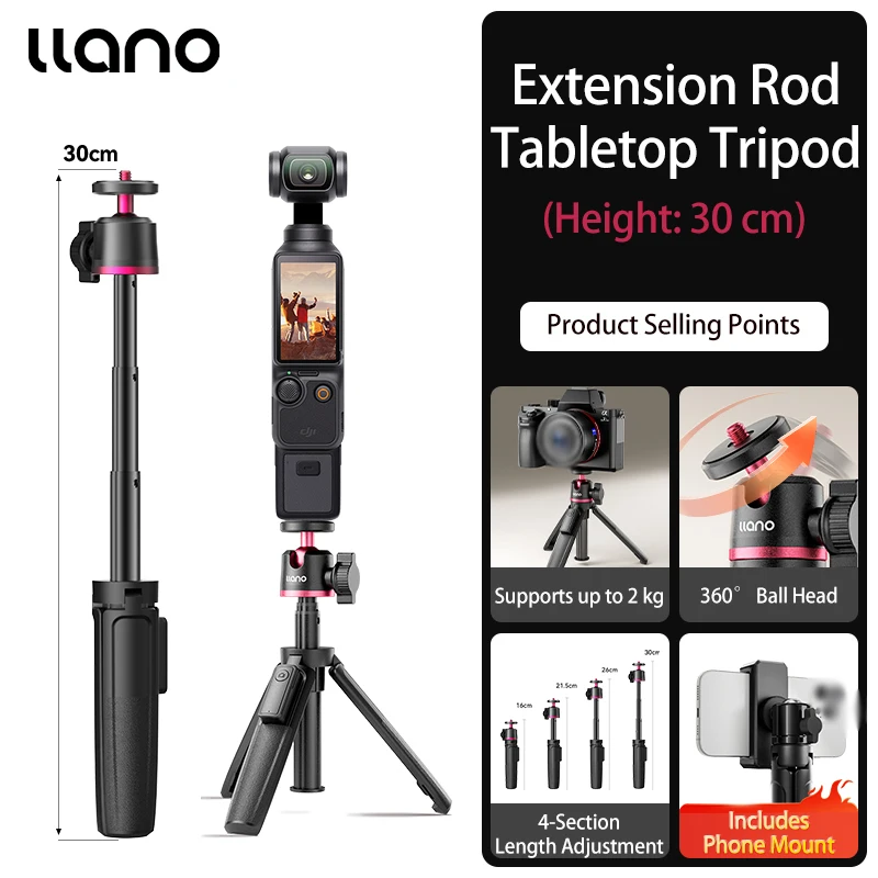 

Настольный многофункциональный штатив llano Camera 360° ° Универсальный штатив с карданной головкой, компактная портативная мини-ручная подставка с шариком H