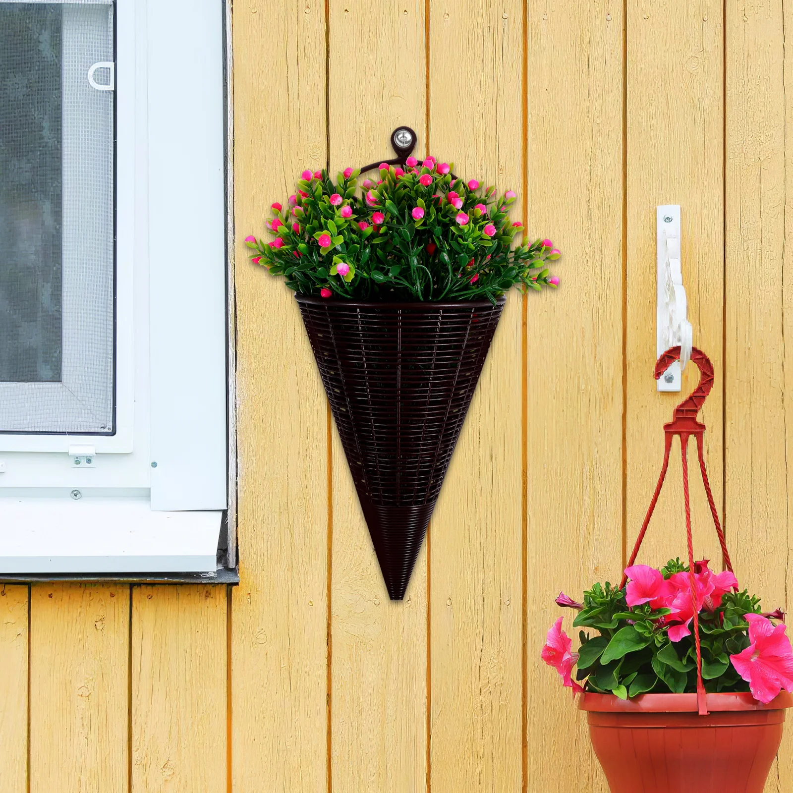 

3Pcs Wall Hanging Basket Orchid Planter Woven Organizer Storage Rustic Farmhouse Style for Flowers Fruit Vegetable Display