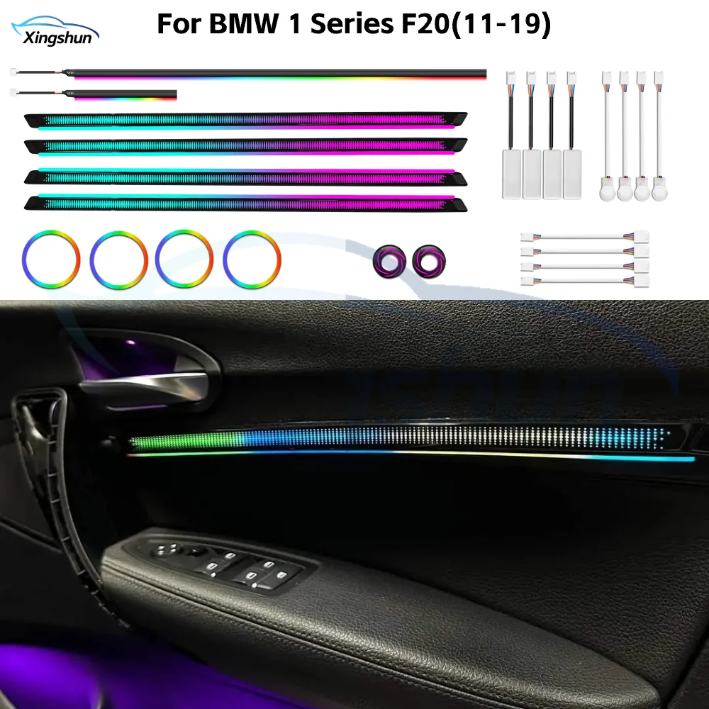 APP Control 64 Color Ambient Light for BMW M140i & 1 Series F20 F21, Dynamic RGB LED Interior Lighting Kit 2011-2019