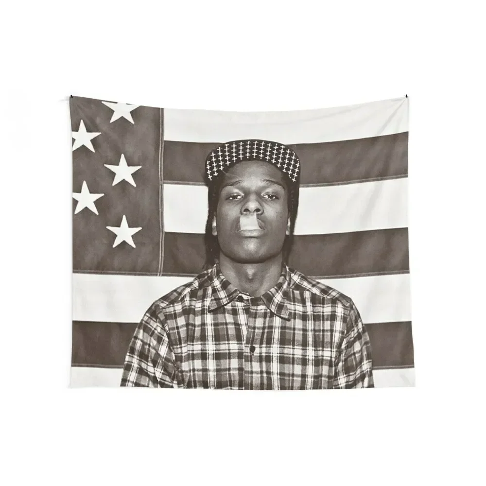 Black Asap White Flag Tapestry Room Ornaments Home Decorations Aesthetic Wall Carpet Wall Hanging Wall Tapestry