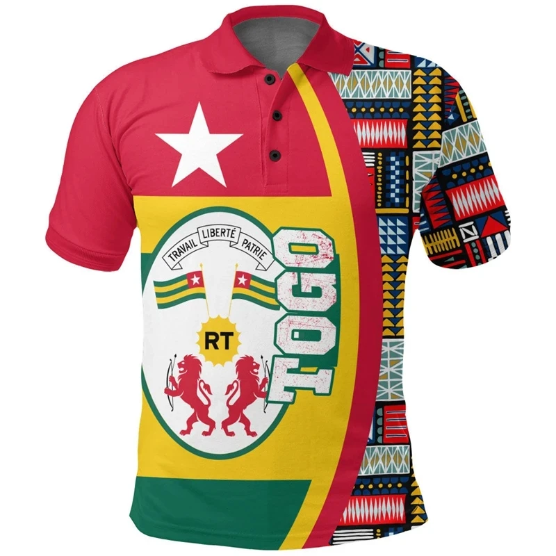 Summer Fashion Men's Polo Shirt Africa Togo Map Flag 3D Printed Polo Shirt Neutral Casual Sports Short sleeved T-shirt K0013