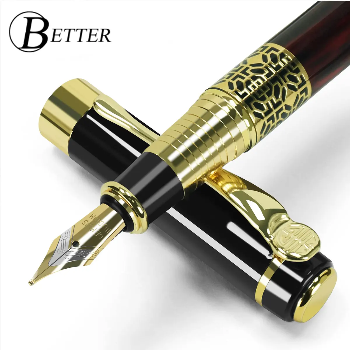 Retro Metal Fountain Pen F Nib With Ink High Quality For Business Writing Gift Office School Supplies for Students Stationery