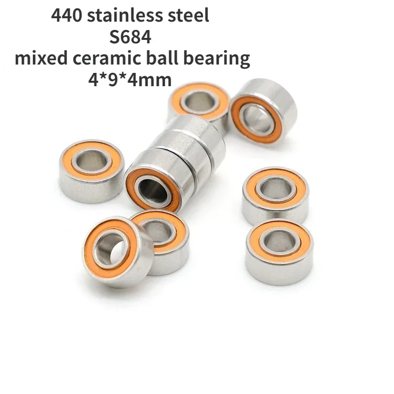 

【high-quality】440 stainless steel S684 mixed ceramic ball bearing 4*9*4mm micro deep groove ball bearing