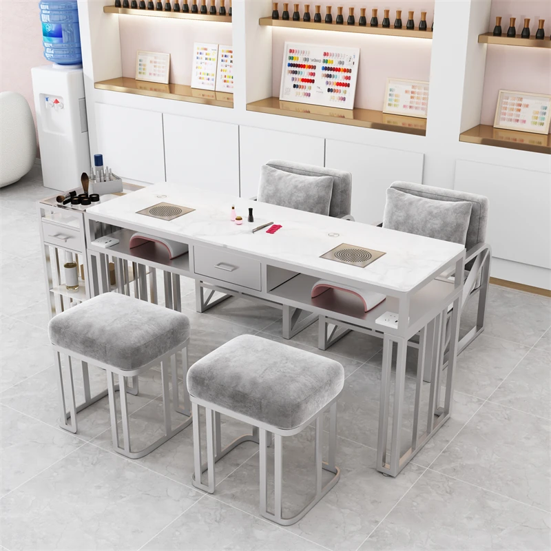 Nail Tech Bureau Tafel Benodigdheden Professionele Manicure Tafel Salon Meubels Beauty Stof Collector Esthetische Nagellak Stoel Mes