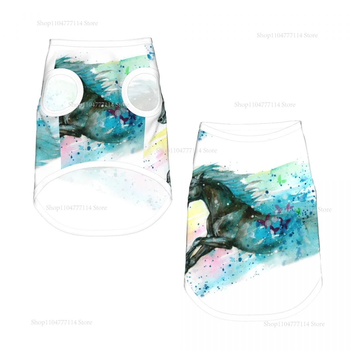 

Акварельные рубашки для собак с бегущей лошадью, жилет для щенков, летняя одежда для собак для маленьких собак, футболка для щенков и кошек, домашнее животное