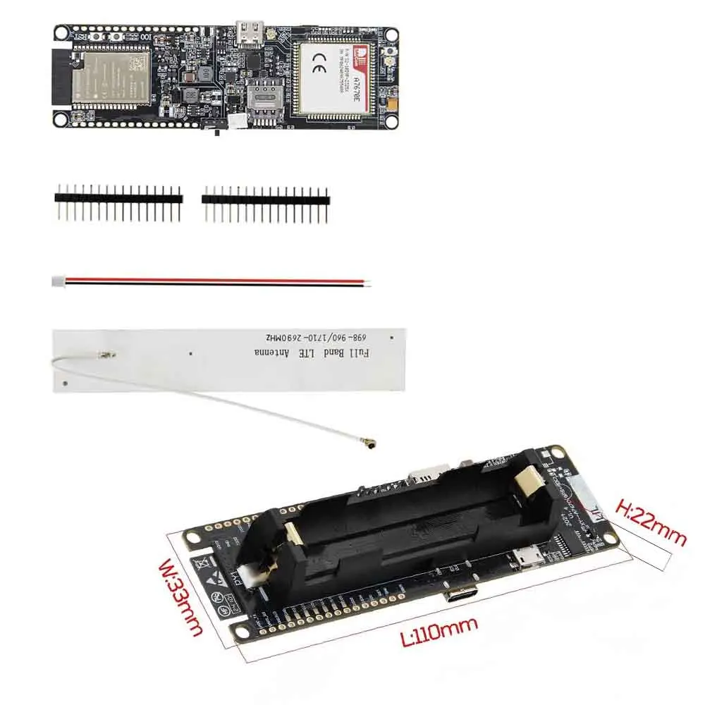 4G LTE Development Board A7670E Module MCU32 Wi-Fi BT TF Card Slot GSM with 18650 Battery Holder IoT Communication Module