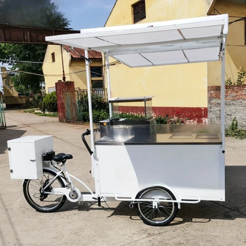 Mobile stall fried ice bicycle Internet celebrity thick cut fried yogurt snack car electric reverse riding donkey tricycle