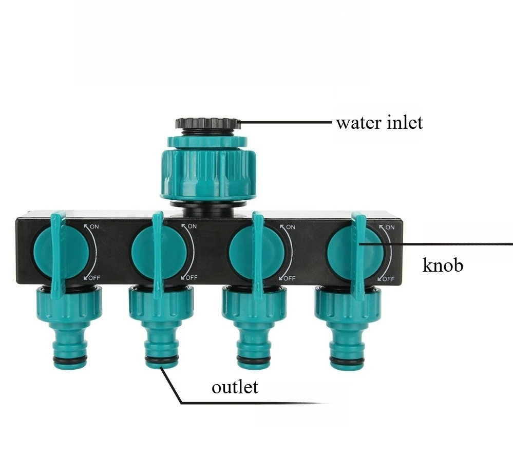 

Suitable for home gardening, watering plants lawn maintenance, faucet valve 2-piece plastic one in four out valve splitter green